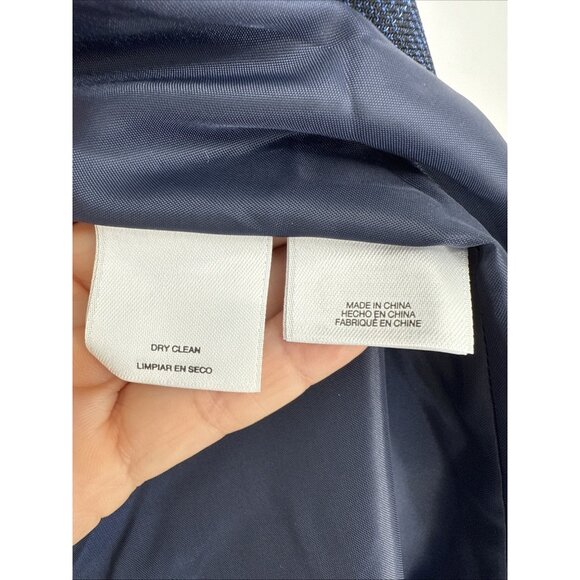 Le Suit Plus Size 20 Contrast-Collar Windowpane Check Jacket Celeste Blue Multi - Picture 9 of 10